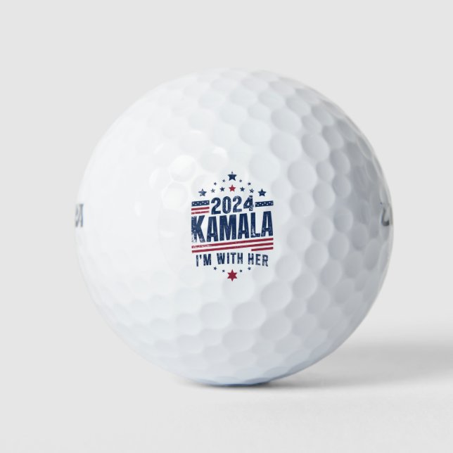 I'm With Her Kamala Vote For 2024 Kamala-Harris Golf Balls (Front)