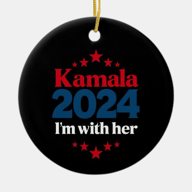 I'm With Her Kamala Vote For 2024 President Kamala Ceramic Ornament (Front)