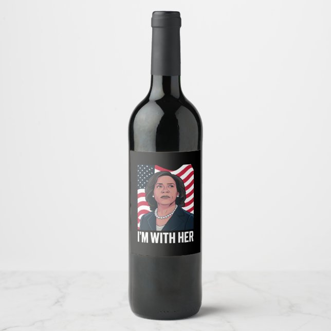 I'm With Her Kamala Vote For 2024 President  Wine Label (Front)