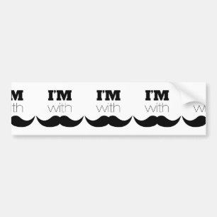 I'm With Mustache Bumper Sticker