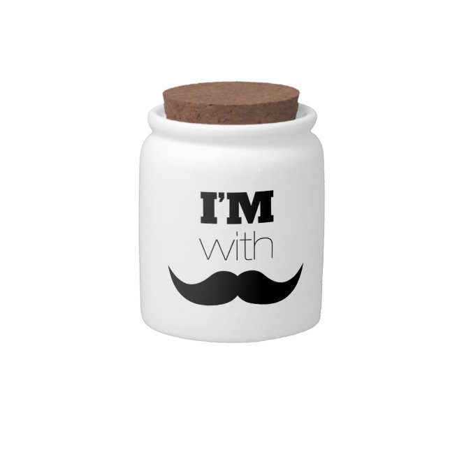 I'm With Mustache Candy Jar (Front)