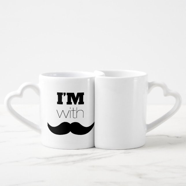 I'm With Mustache Coffee Mug Set (Front Nesting)