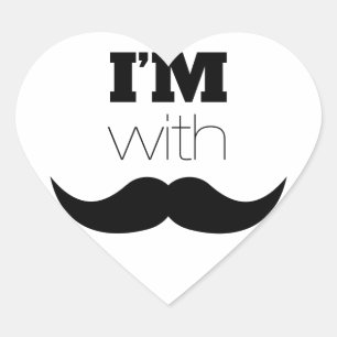 I'm With Mustache Heart Sticker