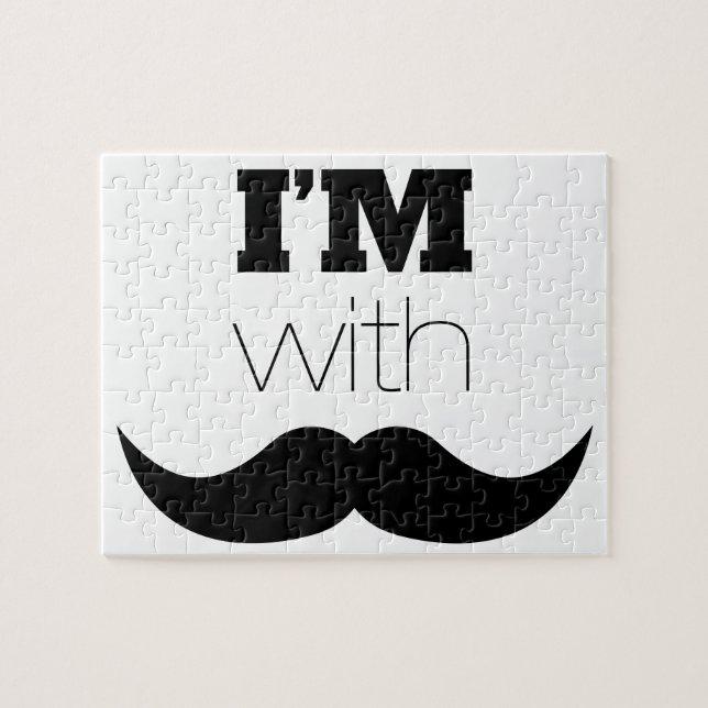 I'm With Mustache Jigsaw Puzzle (Horizontal)