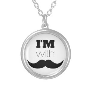 I'm With Mustache Silver Plated Necklace