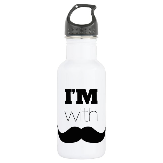 I'm With Mustache Stainless Steel Water Bottle (Front)