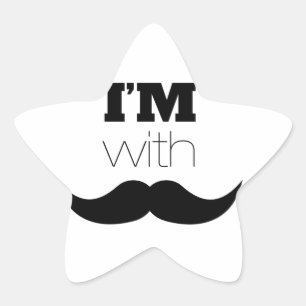 I'm With Mustache Star Sticker