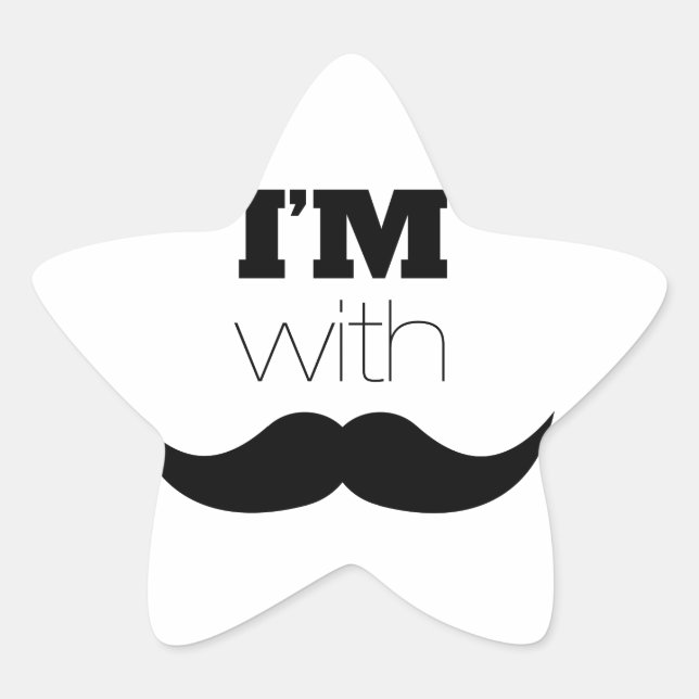 I'm With Mustache Star Sticker (Front)