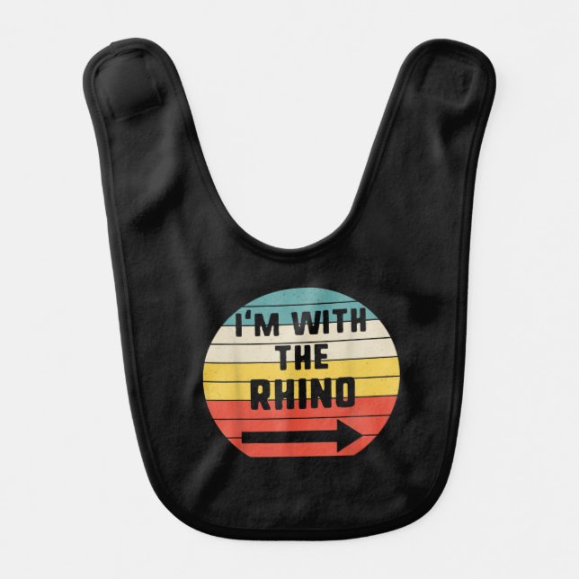 I'm With Rhino Halloween Matching Couple Costume Baby Bib (Front)
