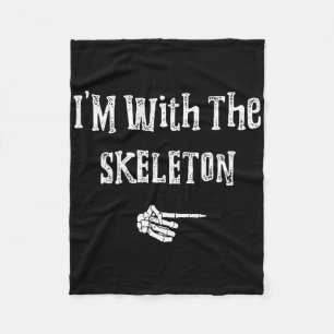 I'm With Skeleton Halloween Costume Funny Couples Fleece Blanket