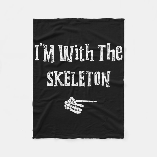I'm With Skeleton Halloween Costume Funny Couples  Fleece Blanket (Front)