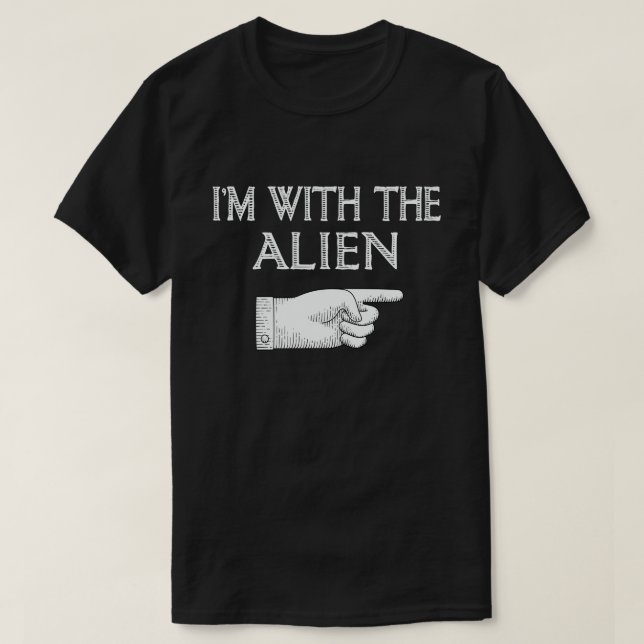 I'm With The Alien Matching Halloween Costume T-Shirt (Design Front)
