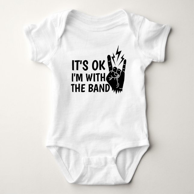 I'm With The Band Cute Rock Music Hipster Baby Bodysuit (Front)