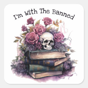I'm With The Banned, Book Lover Square Sticker