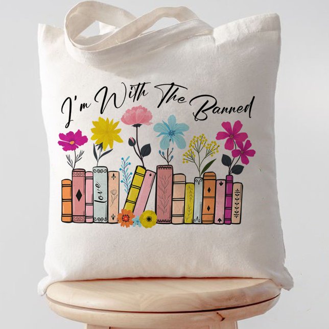 I'm with The Banned Books  Tote Bag (i'm with the banned tote bag,book lover tote bag)