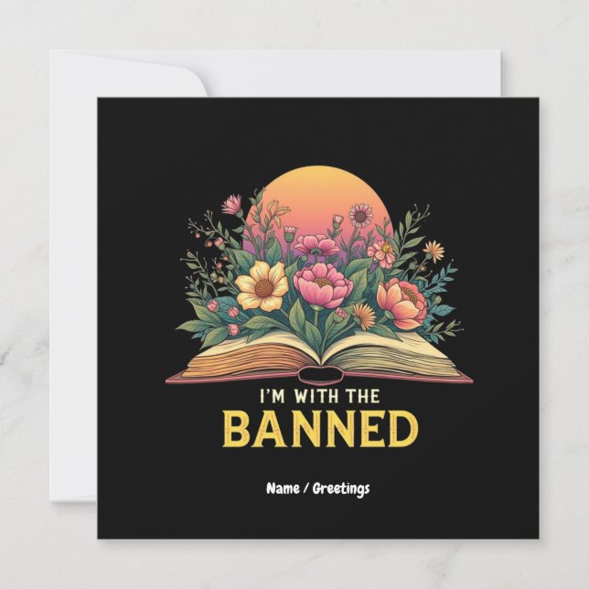 I'm With The Banned Bookworm Funny Book Lover Gift Invitation (Front)