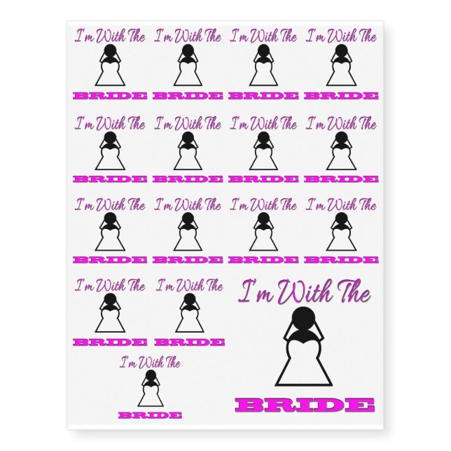 I'm With The Bride Temporary Tattoos (Front)