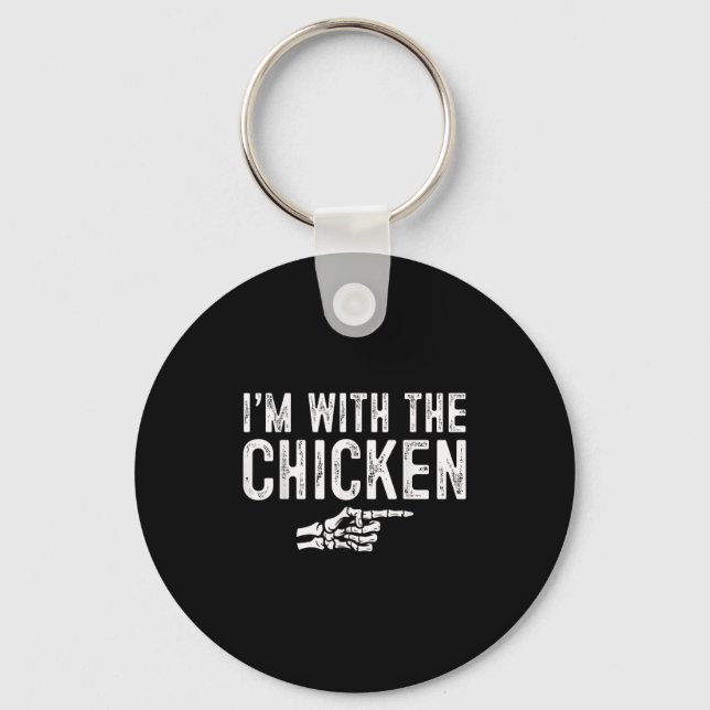 I'm With The Chicken Easy Costume Halloween Couple Keychain (Front)