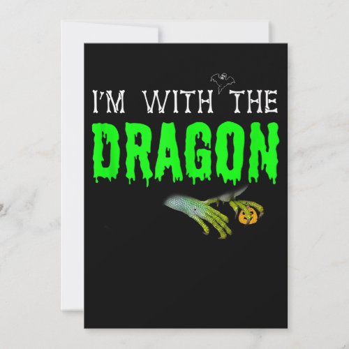 Im With The Dragon Funny Couple Halloween Cosplay Holiday Card