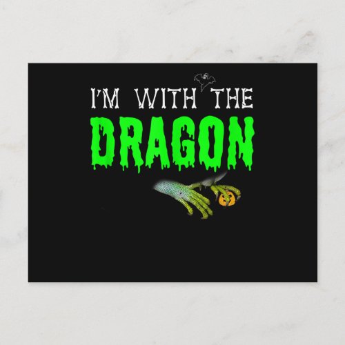 Im With The Dragon Funny Couple Halloween Cosplay Holiday Postcard