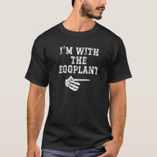 I'm with the Eggplant Point Matching Couples Hallo T-Shirt