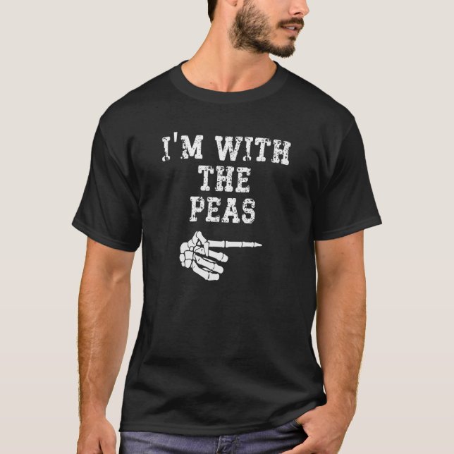 I'm with the Peas Point Matching Couples Halloween T-Shirt (Front)