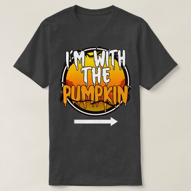 Im With The Pumpkin Funny Lazy Halloween Costume L T-Shirt (Design Front)
