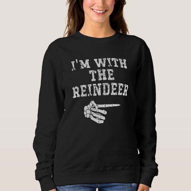 I'm with the Reindeer Point Matching Couples Hallo Sweatshirt (Front)