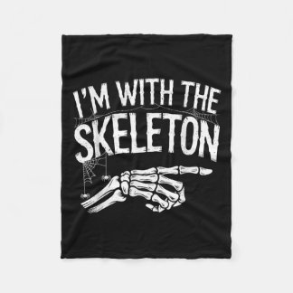 I'm With The Skeleton Funny Halloween Costume  Fleece Blanket