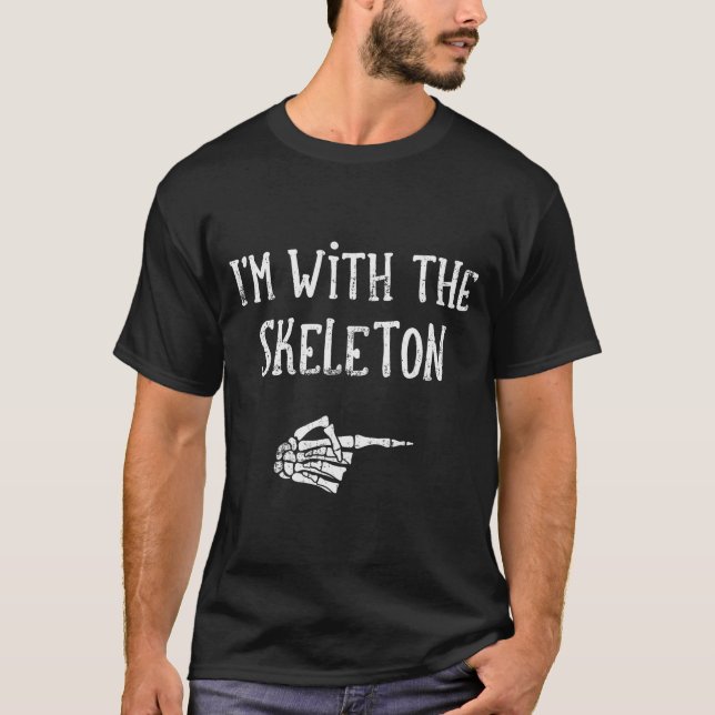 I'm With The Skeleton Matching Couple Costume Hall T-Shirt (Front)