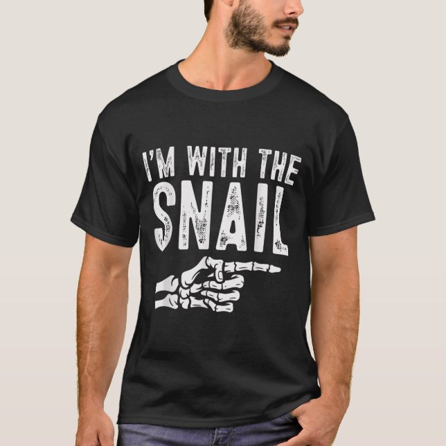 I'm With The Snail Easy Costume Halloween Couples  T-Shirt (Front)