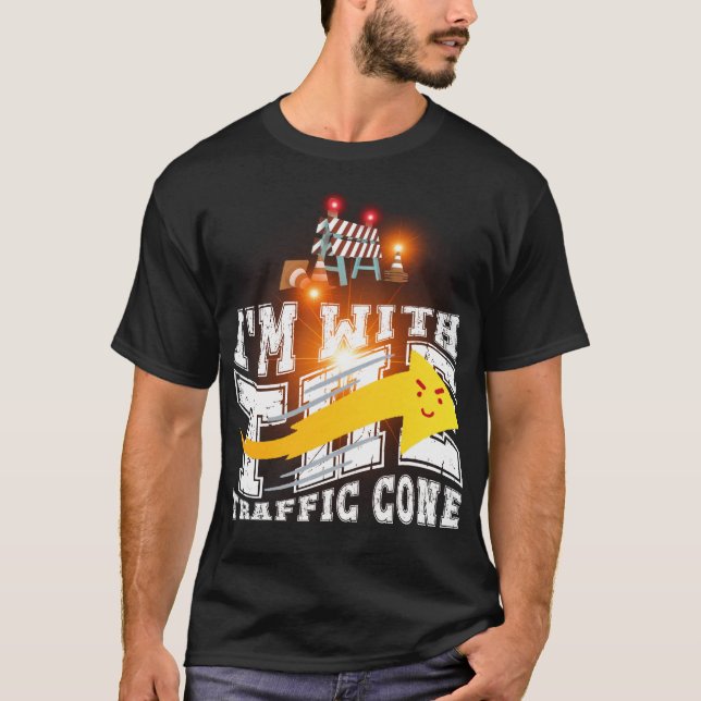 I'm With the Traffic Cone Funny Halloween Couples  T-Shirt (Front)