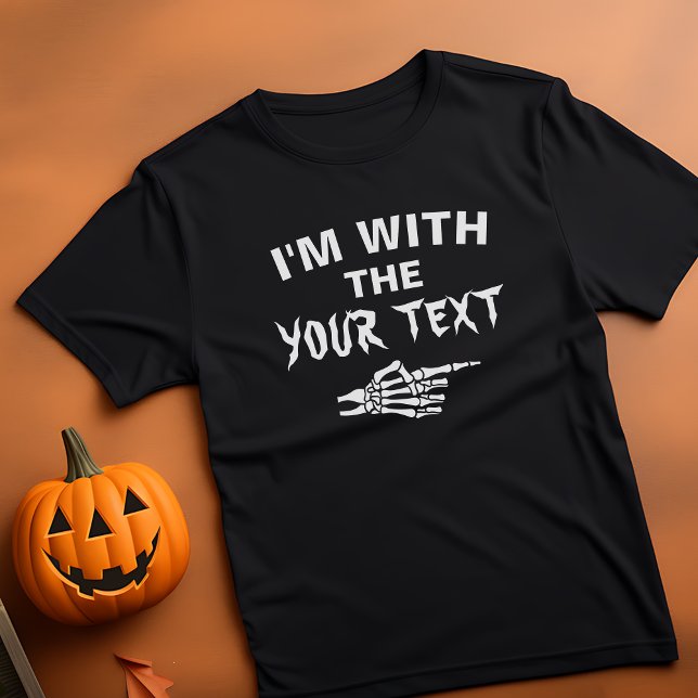 I'm With The Witch Custom Halloween Family Couple  T-Shirt (halloween custom text shirt)
