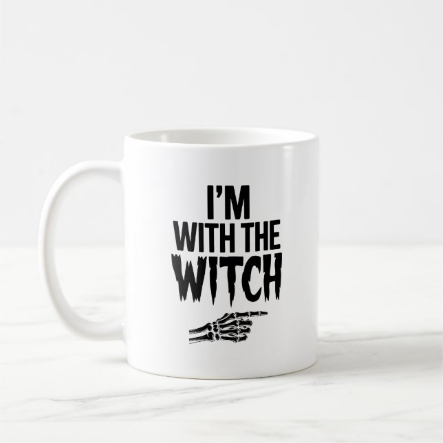 I'm with the Witch Funny Halloween His and Her Coffee Mug (Left)
