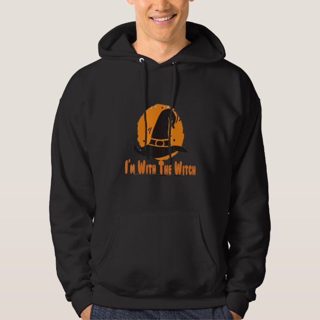 I'm With The Witch  Halloween Costume for Couples Hoodie (Front)