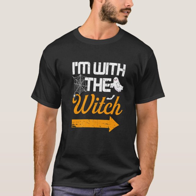 I'm With The Witch  Halloween Couple Costume Men W T-Shirt (Front)