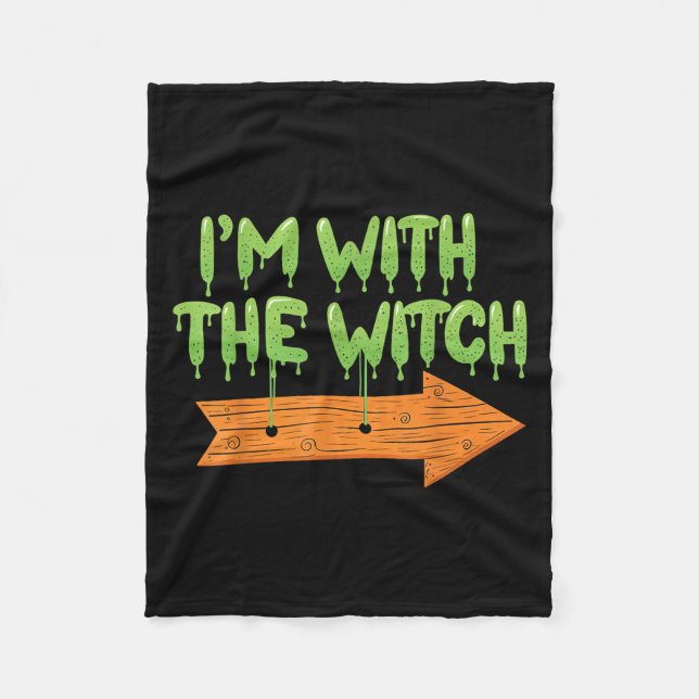 I'm With The Witch Halloween Couples Matching Soky Fleece Blanket (Front)