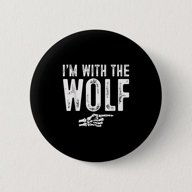 I'm With The Wolf Easy Costume Halloween Couples M Button (Front)