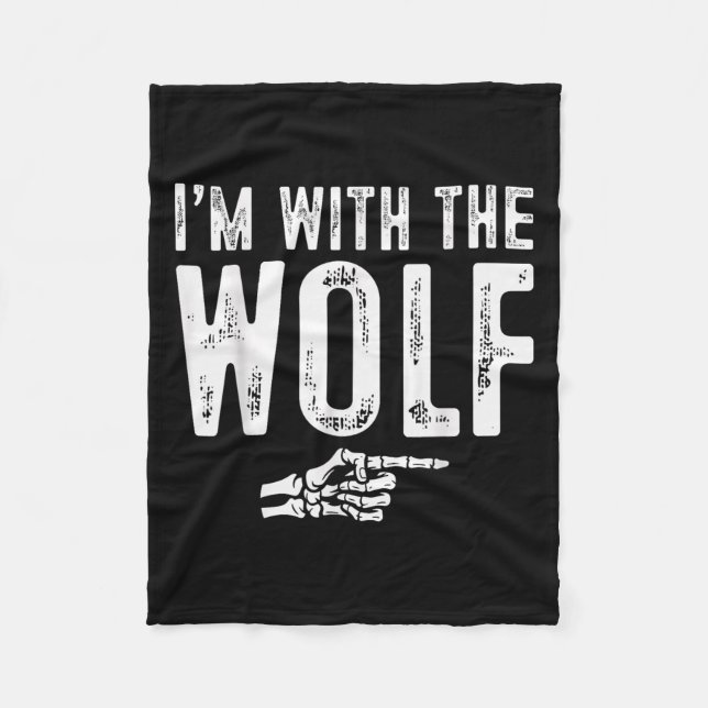 I'm With The Wolf Easy Costume Halloween Couples M Fleece Blanket (Front)