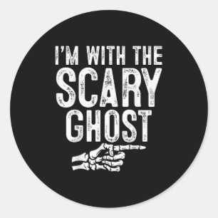 I'm With The Y Ghost Easy Costume Halloween Couple Classic Round Sticker
