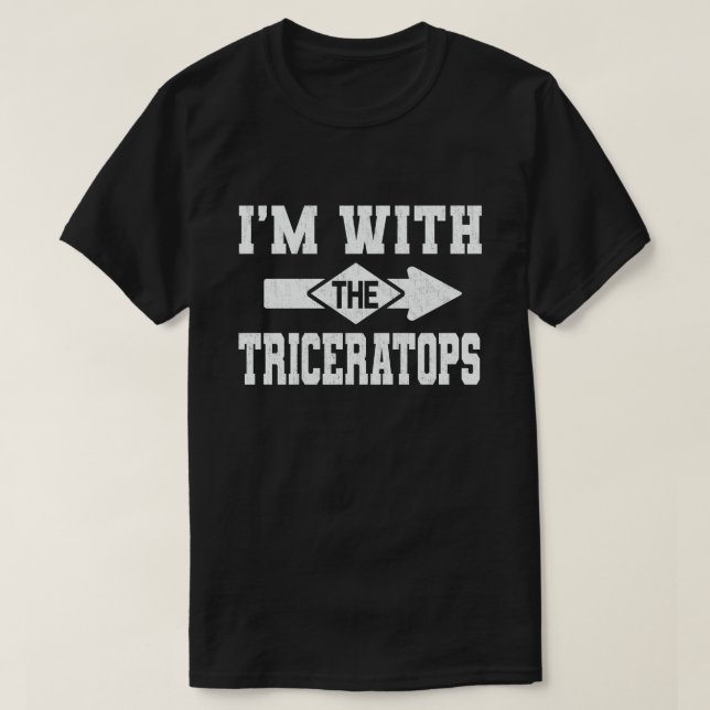 I'm With Triceratops Matching Halloween Costume T-Shirt (Design Front)