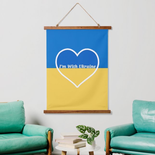 I'm With Ukraine Heart Wall Hanging Tapestry (Living Room)