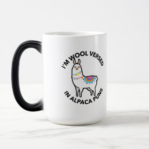 I'm wool versed in alpaca puns color morph mug