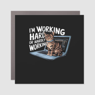 I'm Working Hard Or Hardly Working Baseball ¾ Slee Car Magnet