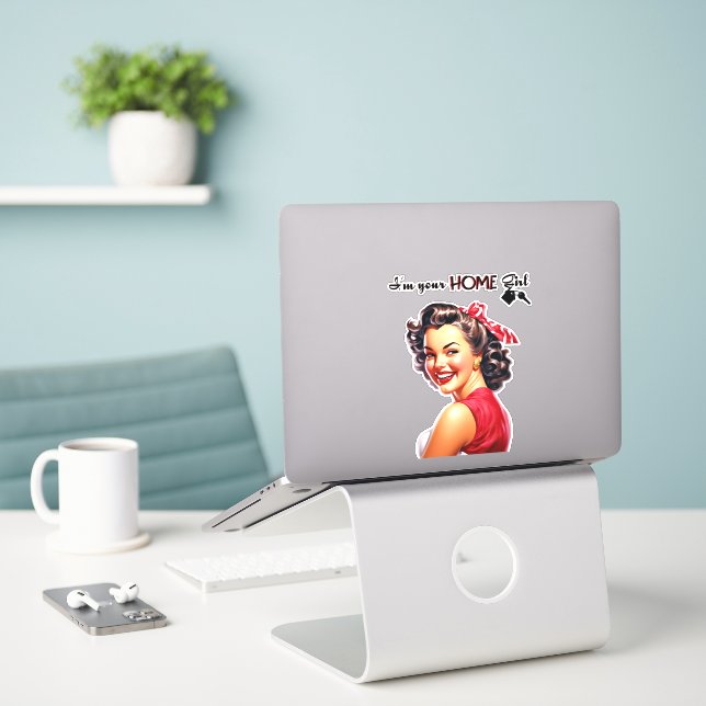 I'm Your Home Girl  Real Estate  Retro Girl Art Sticker (Laptop On Desk)