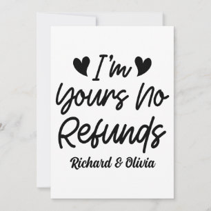 I'm Yours No Refunds Valentines Day Cute Wife Gift Thank You Card