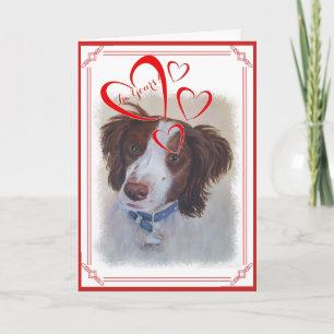 I'M YOURS VALENTINE STATELY AUBURN SETTER MIX HOLIDAY CARD