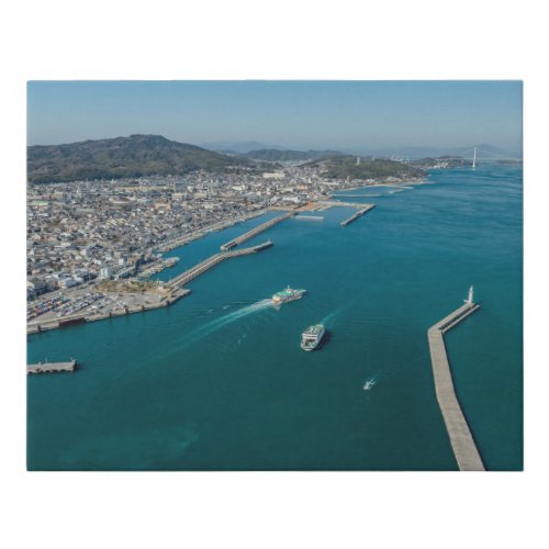 Imabari Port Bridge and Inland Sea Faux Canvas Print