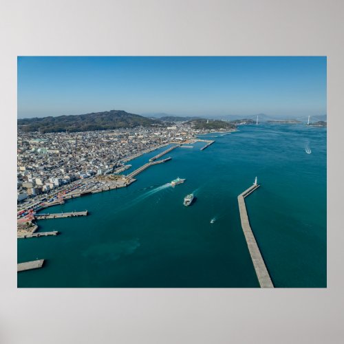 Imabari Port Bridge and Inland Sea Poster