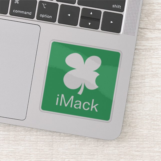 iMack funny lucky clover laptop sticker (Detail)
